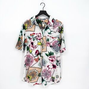 Chico’s Silky Soft Floral Tiles Tunic Blouse Size 2 (Large)
